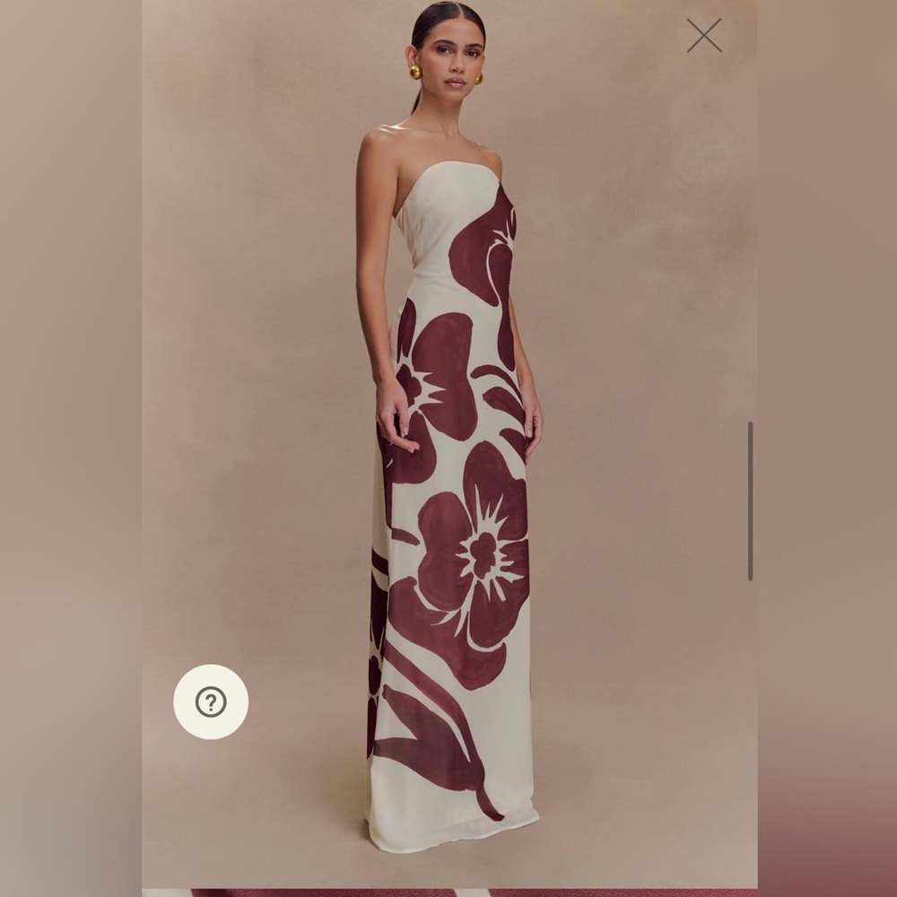 Meshki One Shoulder Dress in Cream and Burgundy